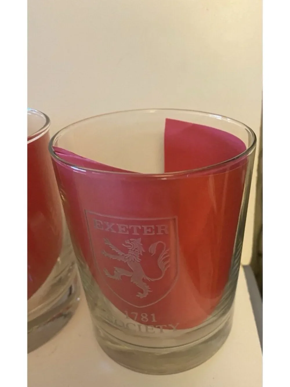 Set of 4 Phillips Exeter Academy 1781 Society Etched Rocks Glasses Low Ball Bar